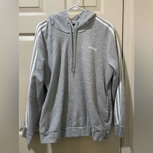 adidas Gray Hoodie with White Three-Stripe Sleeves